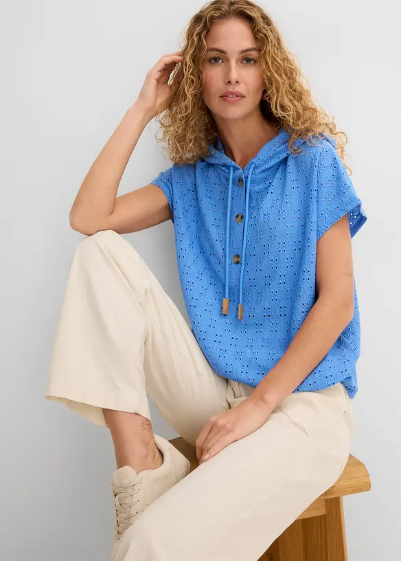 Maglia serafino con cappuccio, bonprix