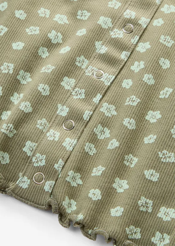 Maglia a costine a mezze maniche con stampa a fiori, bonprix
