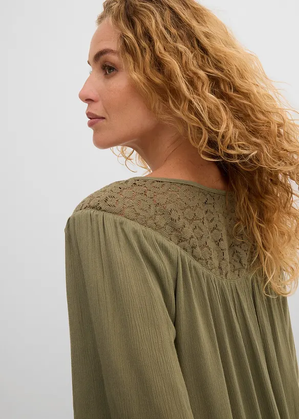 Tunica lunga in crinkle a mezze maniche, bonprix