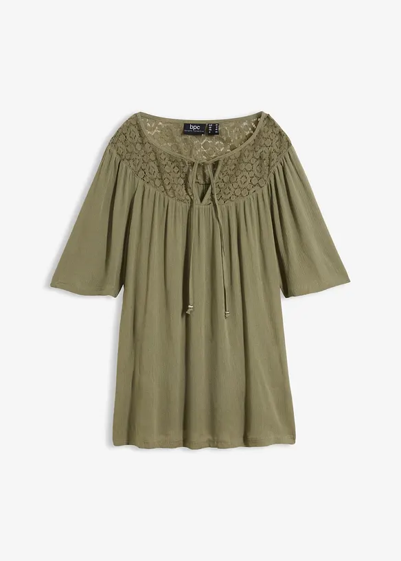 Tunica lunga in crinkle a mezze maniche, bonprix