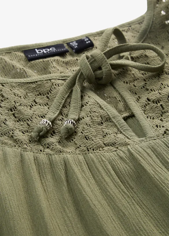 Tunica lunga in crinkle a mezze maniche, bonprix