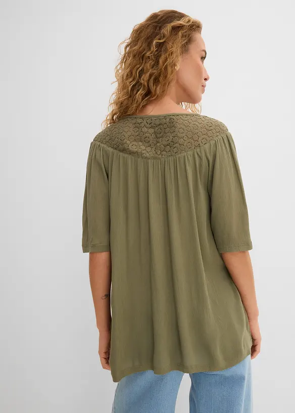 Tunica lunga in crinkle a mezze maniche, bonprix