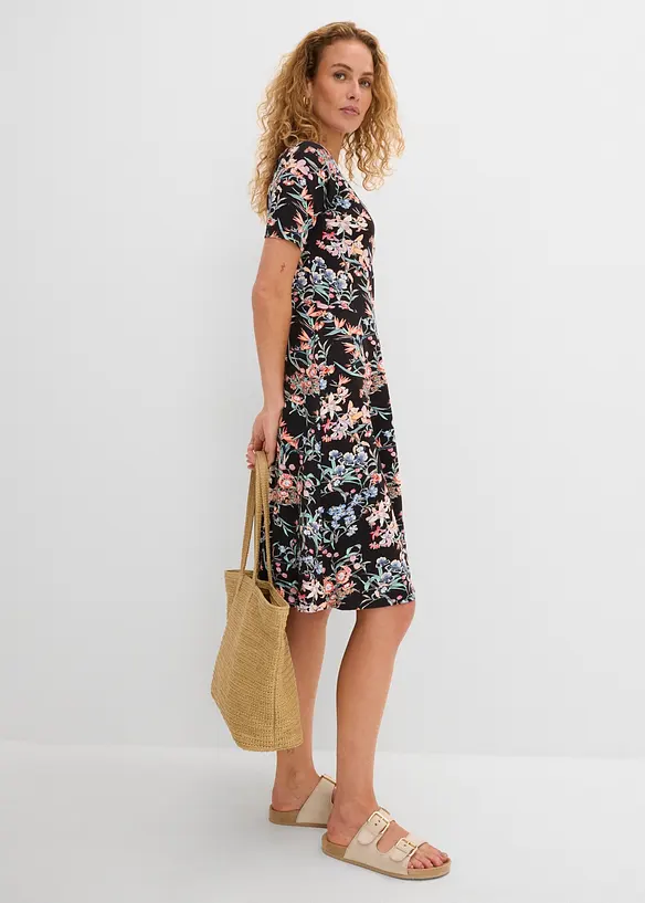 Abito svasato al ginocchio in jersey, bonprix