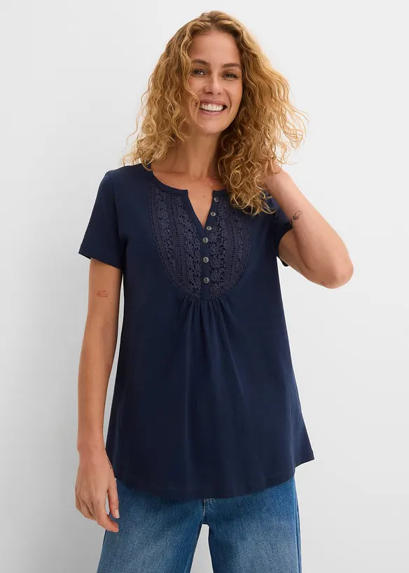 Maglia in cotone fiammato a maniche corte, bonprix