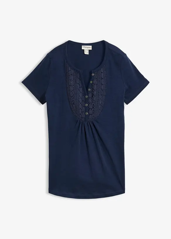 Maglia in cotone fiammato a maniche corte, bonprix
