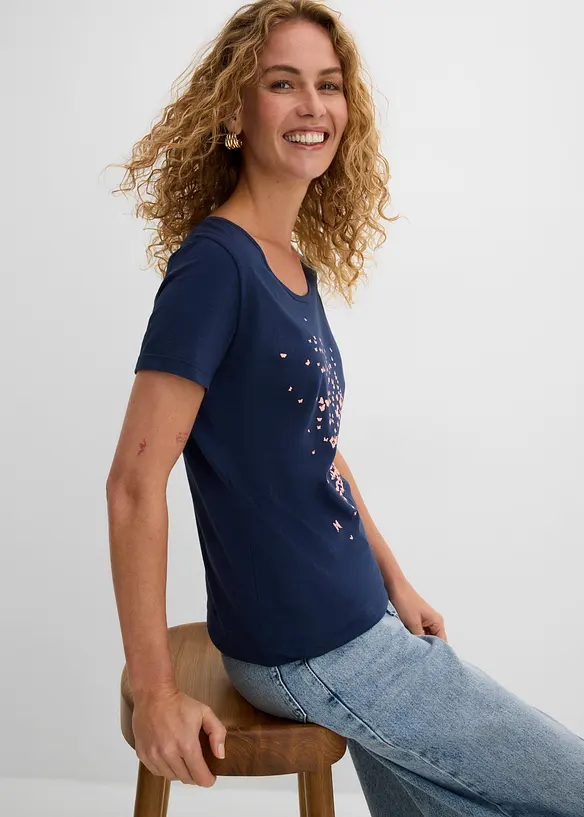 Maglia a maniche corte in filato fiammato, bonprix