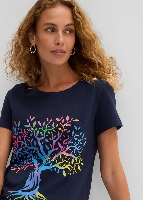 T-shirt in cotone biologico con stampa, bonprix