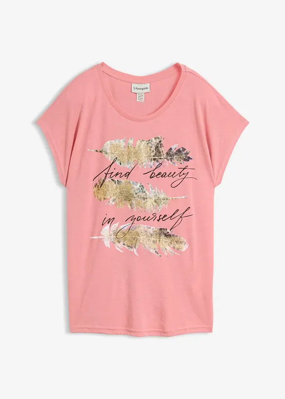 T-shirt con stampa glitterata, bonprix