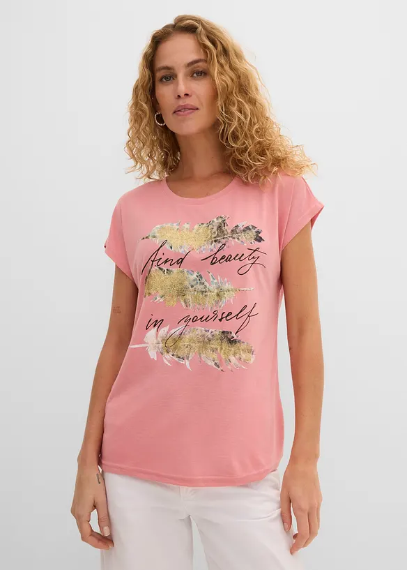 T-shirt con stampa glitterata, bonprix
