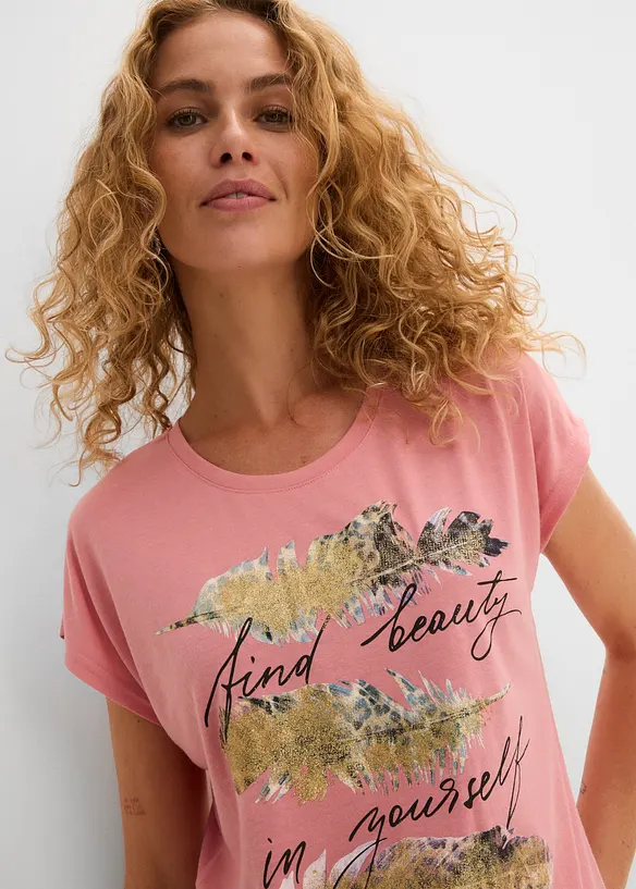 T-shirt con stampa glitterata, bonprix