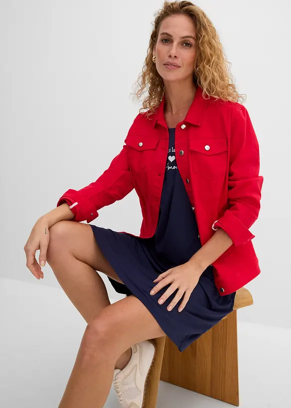 Abito di jersey con ricami in misto viscosa e elastan, bonprix