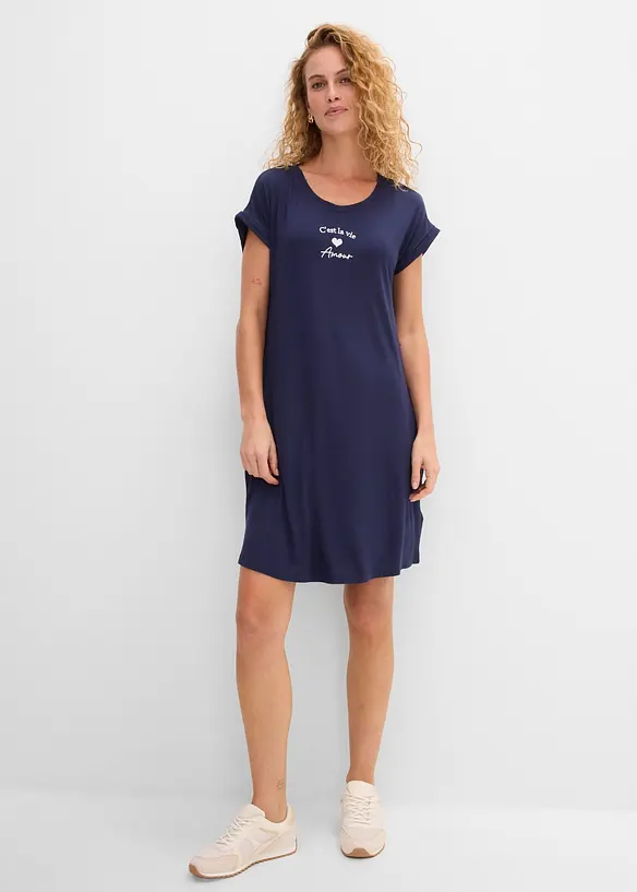 Abito di jersey con ricami in misto viscosa e elastan, bonprix