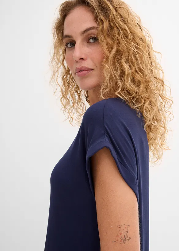 Abito di jersey con ricami in misto viscosa e elastan, bonprix