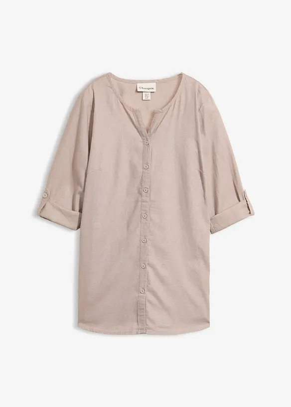 Blusa in misto lino con maniche a 3/4, bonprix