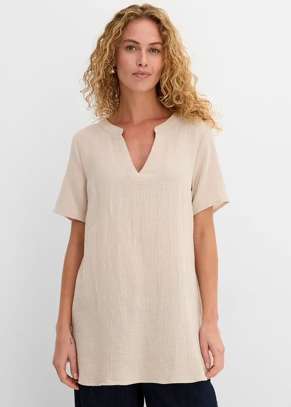 Tunica lunga in mussola di puro cotone, bonprix