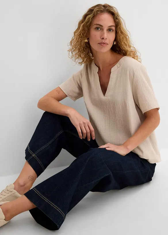 Tunica lunga in mussola di puro cotone, bonprix