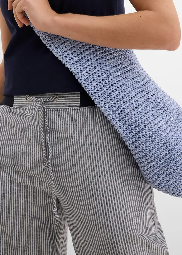 Pantaloni cropped in misto lino, bonprix