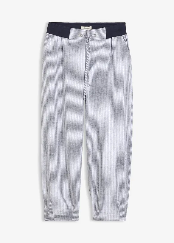 Pantaloni cropped in misto lino, bonprix