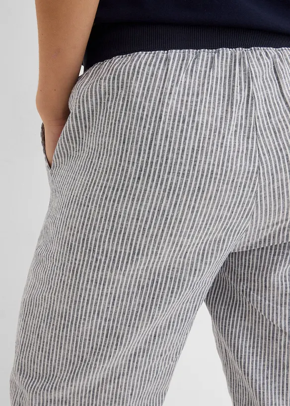 Pantaloni cropped in misto lino, bonprix
