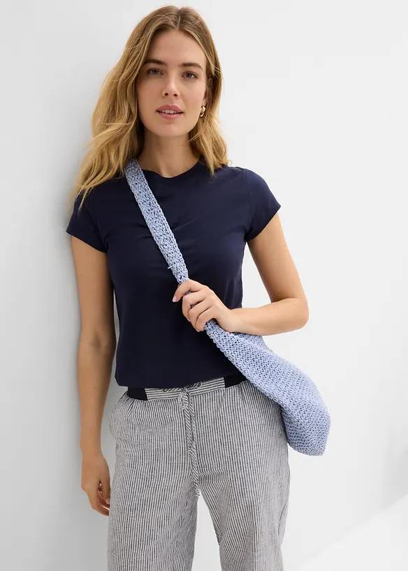 Pantaloni cropped in misto lino, bonprix