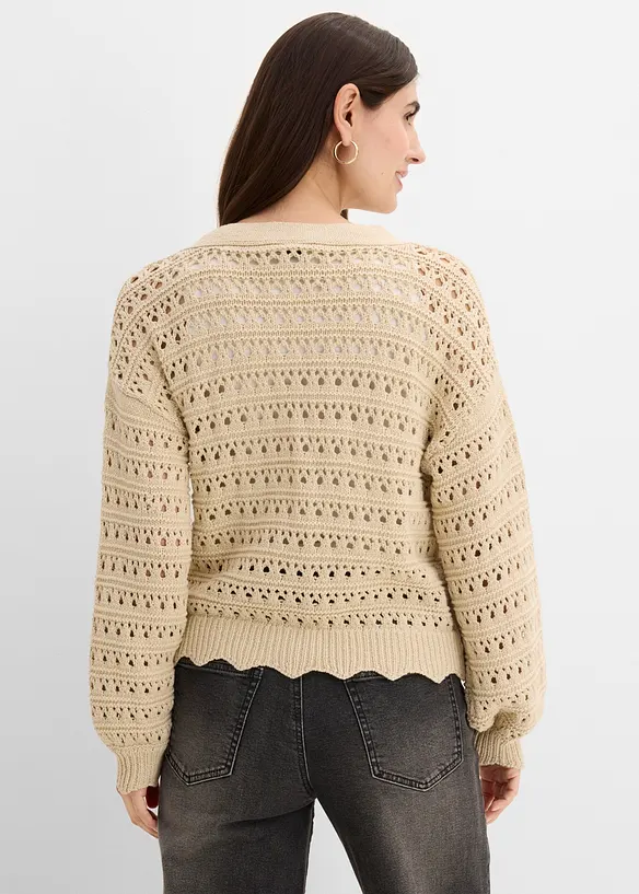 Cardigan traforato in puro cotone, bonprix