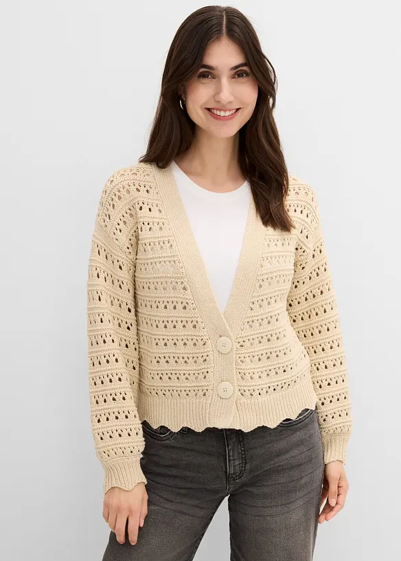 Cardigan traforato in puro cotone, bonprix