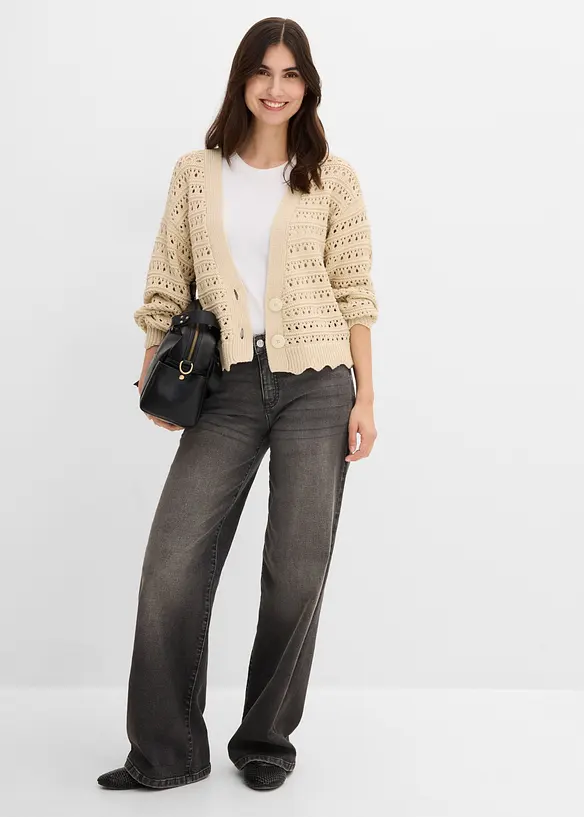 Cardigan traforato in puro cotone, bonprix