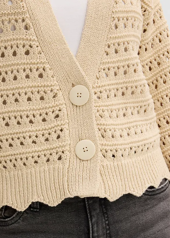 Cardigan traforato in puro cotone, bonprix