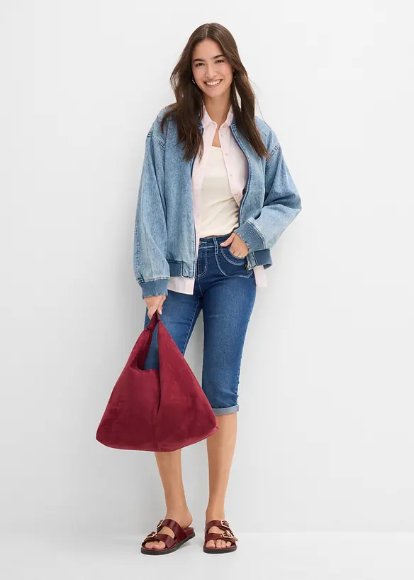 Jeans cropped straight, vita media, bonprix