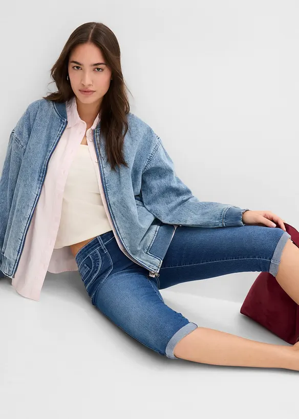 Jeans cropped straight, vita media, bonprix