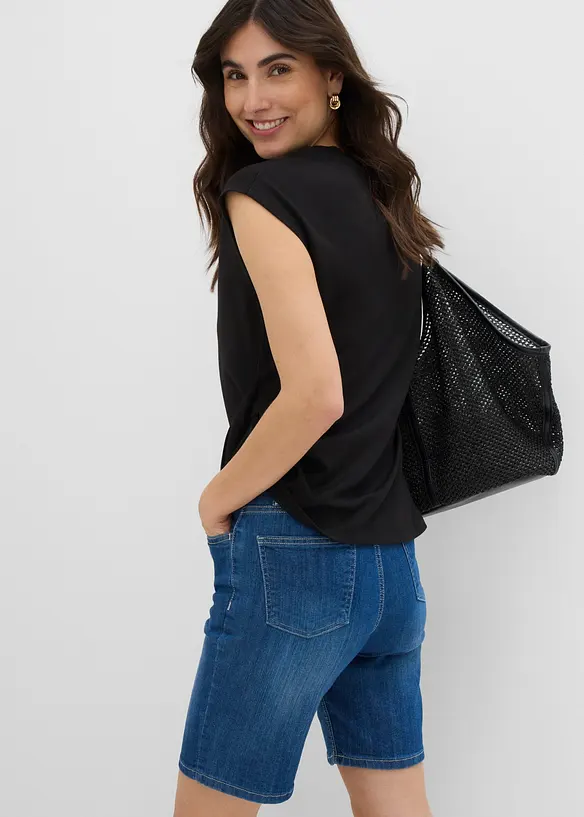 Bermuda in jeans, vita media, bonprix