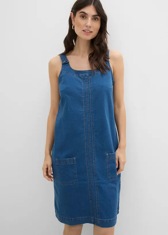 Abito salopette al ginocchio in jeans di cotone, bonprix