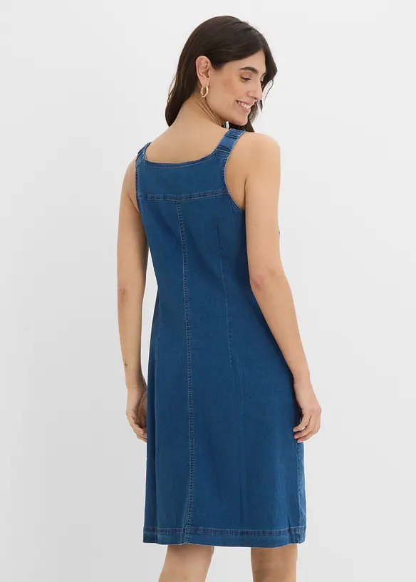 Abito salopette al ginocchio in jeans di cotone, bonprix