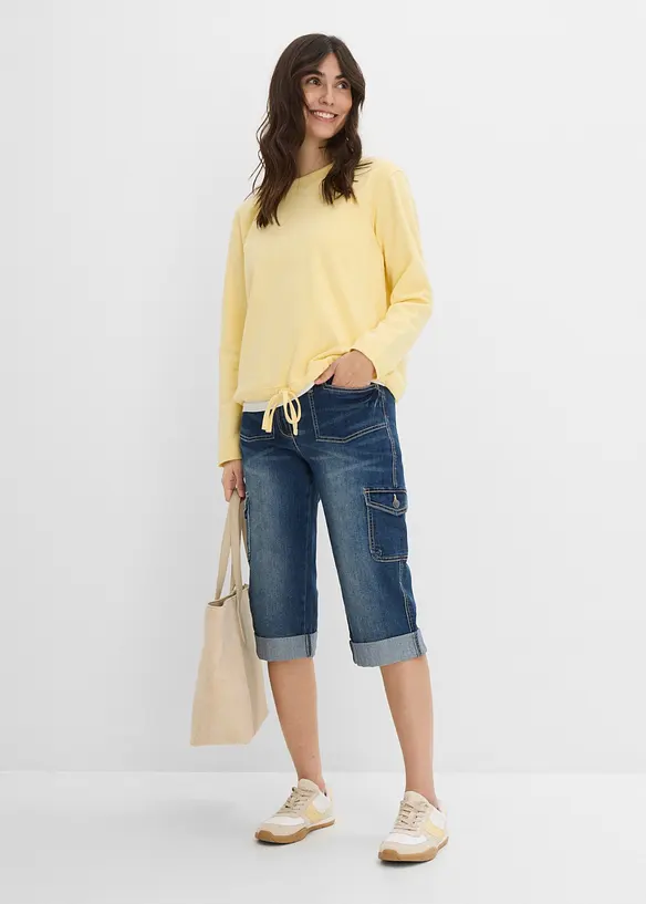Jeans cargo elasticizzati, vita media, bonprix