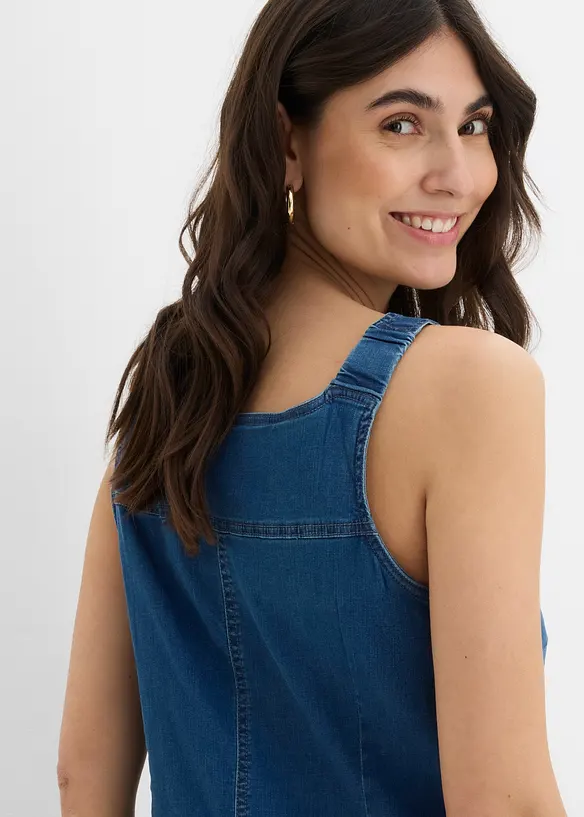 Abito salopette al ginocchio in jeans di cotone, bonprix