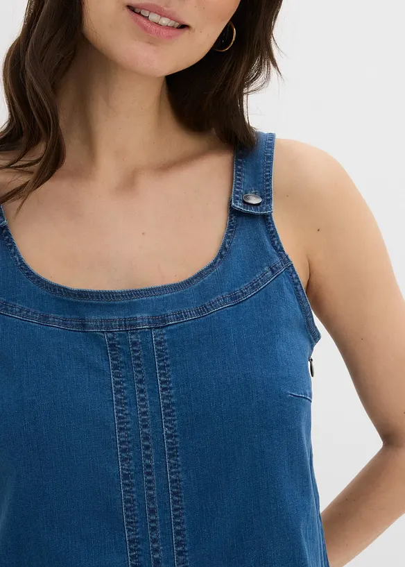 Abito salopette al ginocchio in jeans di cotone, bonprix