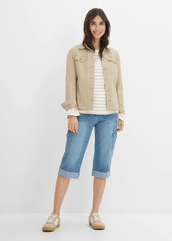 Jeans cargo elasticizzati, vita media, bonprix