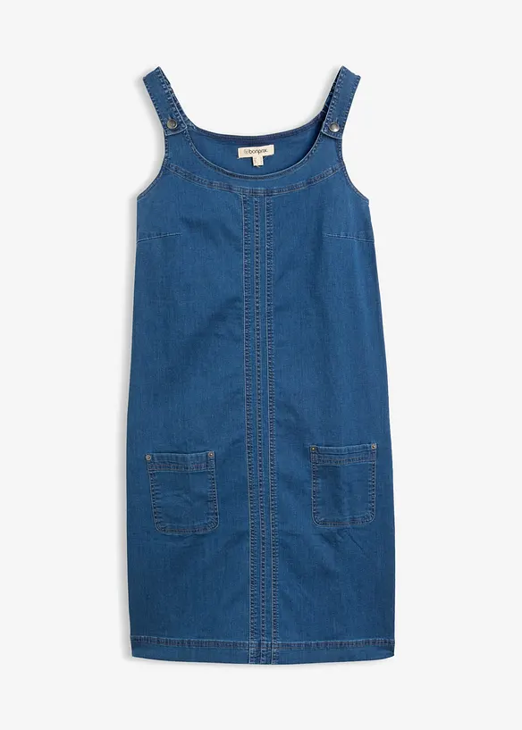 Abito salopette al ginocchio in jeans di cotone, bonprix