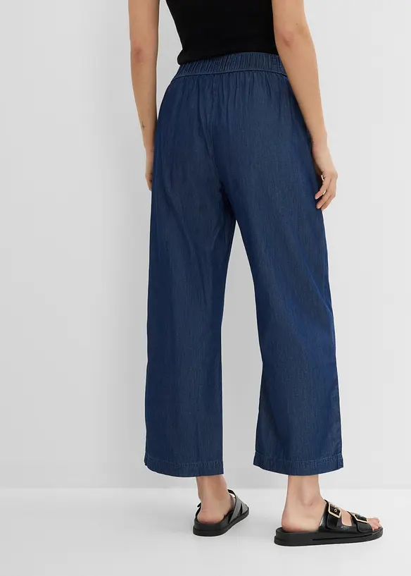 Jeans wide leg cropped, vita alta, bonprix