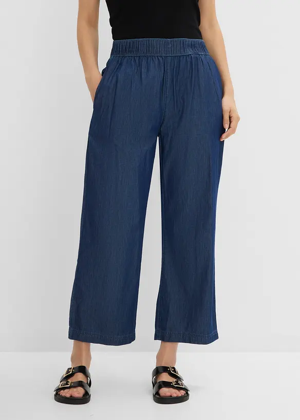 Jeans wide leg cropped, vita alta, bonprix