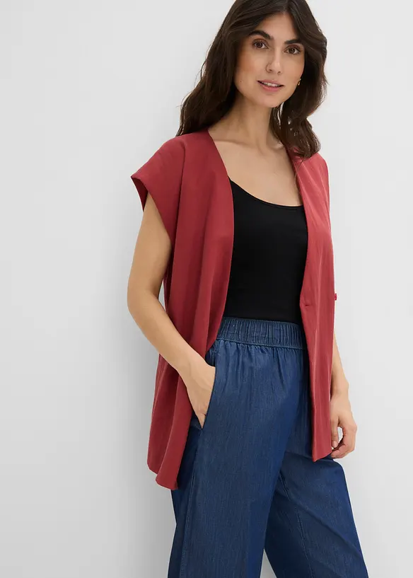 Jeans wide leg cropped, vita alta, bonprix