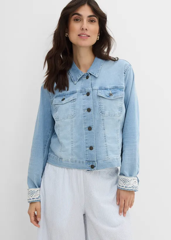 Giacca di jeans con inserto di pizzo, bonprix