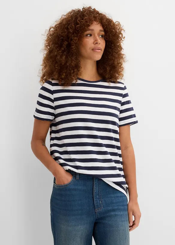 T-shirt con scollo rotondo in cotone (pacco da 2), bonprix