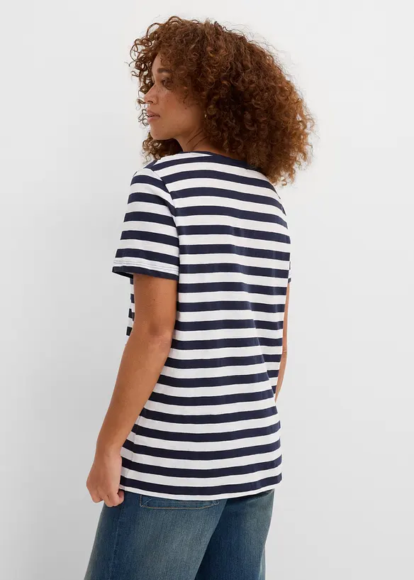 T-shirt con scollo rotondo in cotone (pacco da 2), bonprix