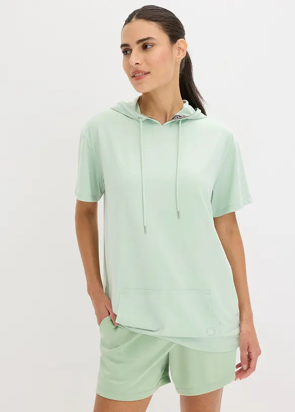 T-shirt oversize per sport con cappuccio, ad asciugatura rapida, bonprix