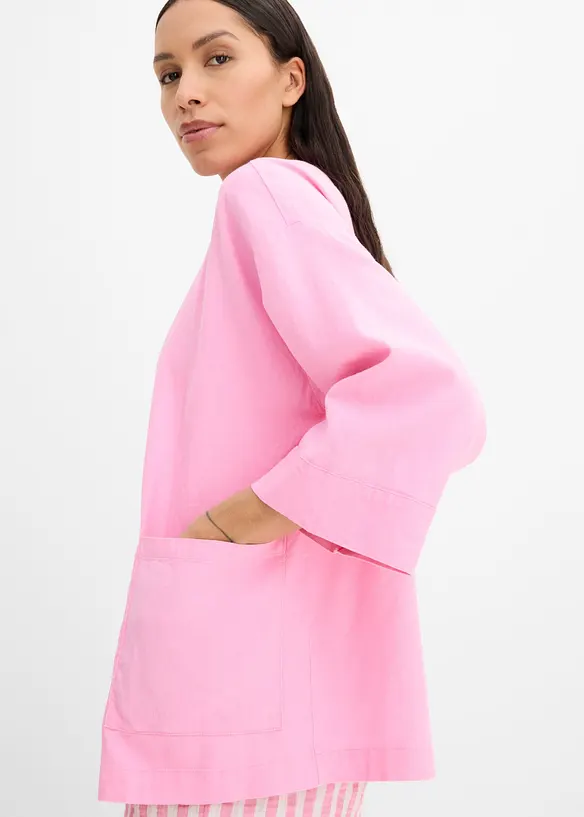 Camicetta in misto lino con maniche a kimono, bonprix