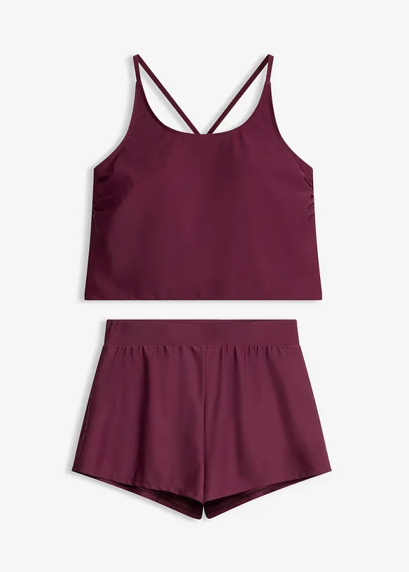 Tankini con pantaloncini con slip integrato, asciugatura rapida (set 2 pezzi), bonprix