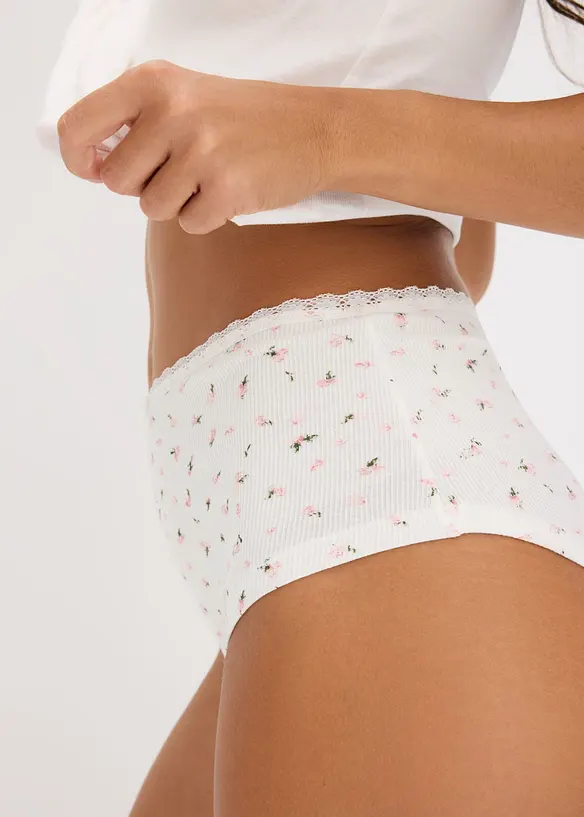 Culotte a vita alta in morbido cotone a costine (pacco da 4), bonprix