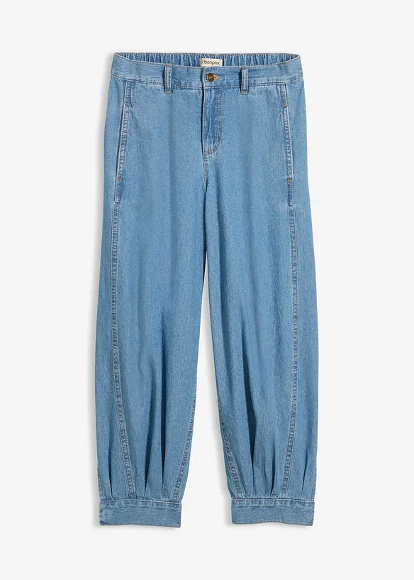 Jeans a palloncino con elastico, vita media, bonprix