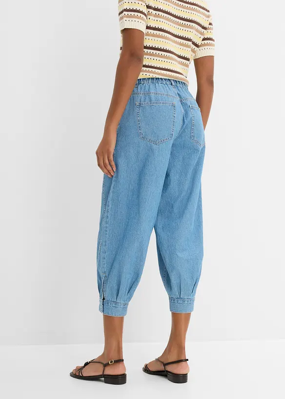 Jeans a palloncino con elastico, vita media, bonprix